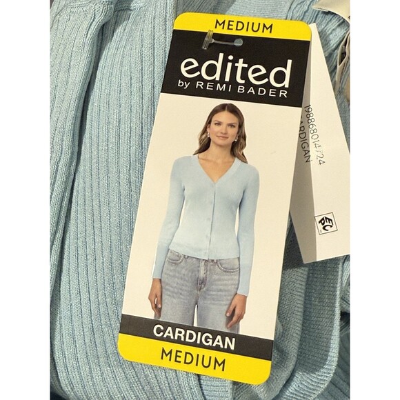 Edited by Remi Bader Women's V-Neck Cardigan Light Blue Size M Soft stretch knit - Picture 5 of 10